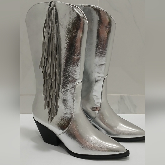 BILLINI Cowgirl Boots ANDE Silver Fringe 🔥❤️🩶 Women's Size 7 NEW - Picture 4 of 16